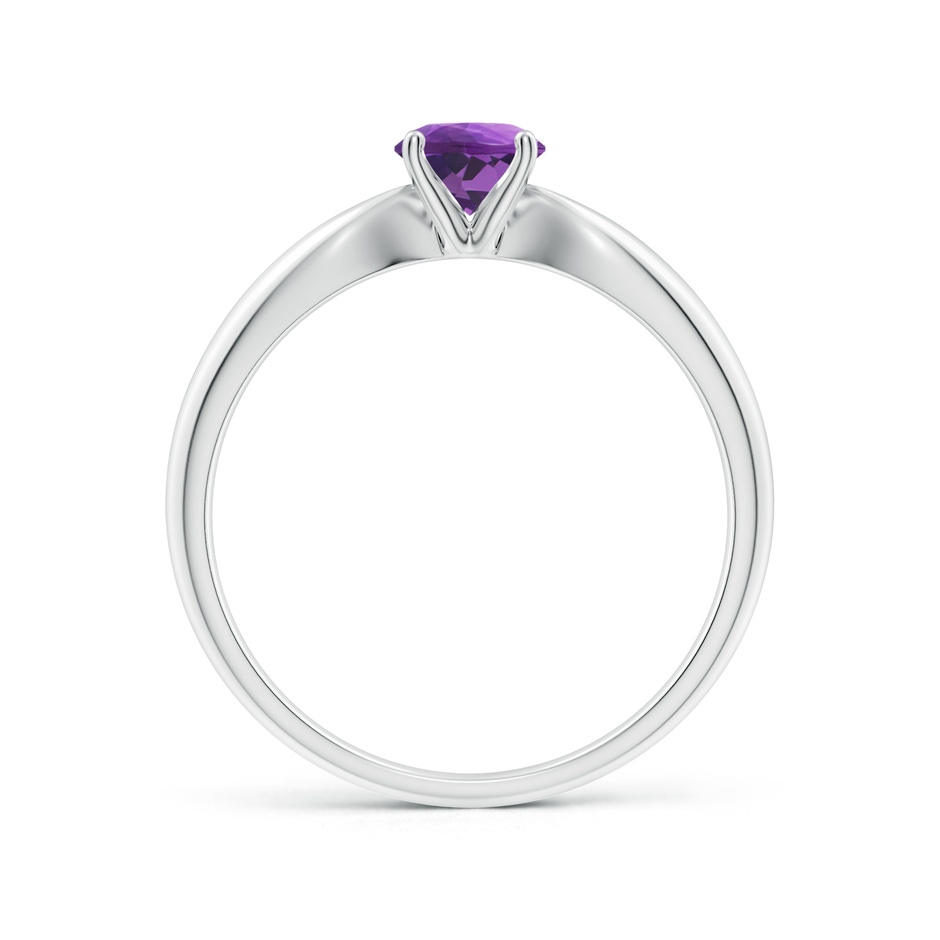 5mm AAA Solitaire Round Amethyst Tapered Shank Ring in White Gold side-1