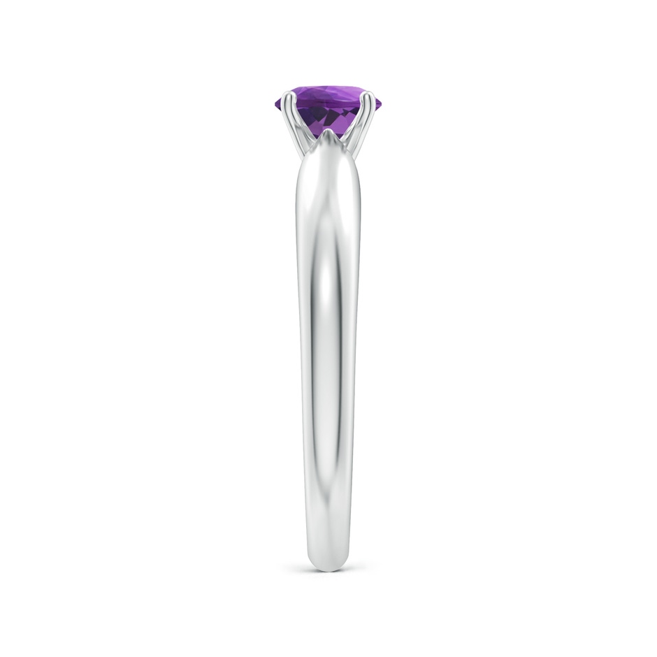 5mm AAA Solitaire Round Amethyst Tapered Shank Ring in White Gold side-2