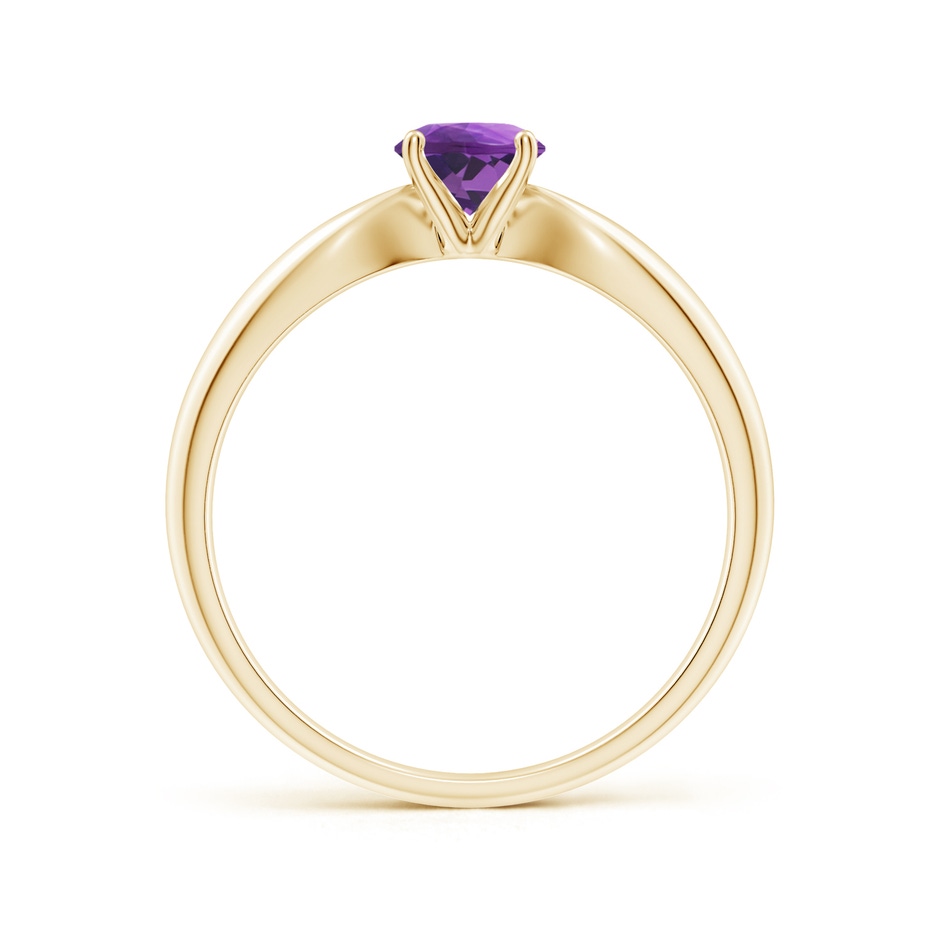 5mm AAA Solitaire Round Amethyst Tapered Shank Ring in Yellow Gold side-1