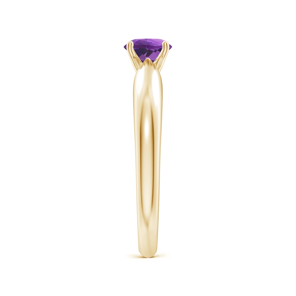 5mm AAA Solitaire Round Amethyst Tapered Shank Ring in Yellow Gold side-2