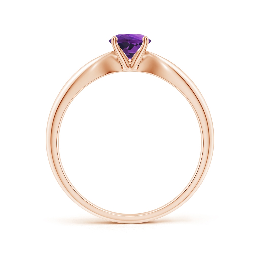 5mm AAAA Solitaire Round Amethyst Tapered Shank Ring in Rose Gold Side-1