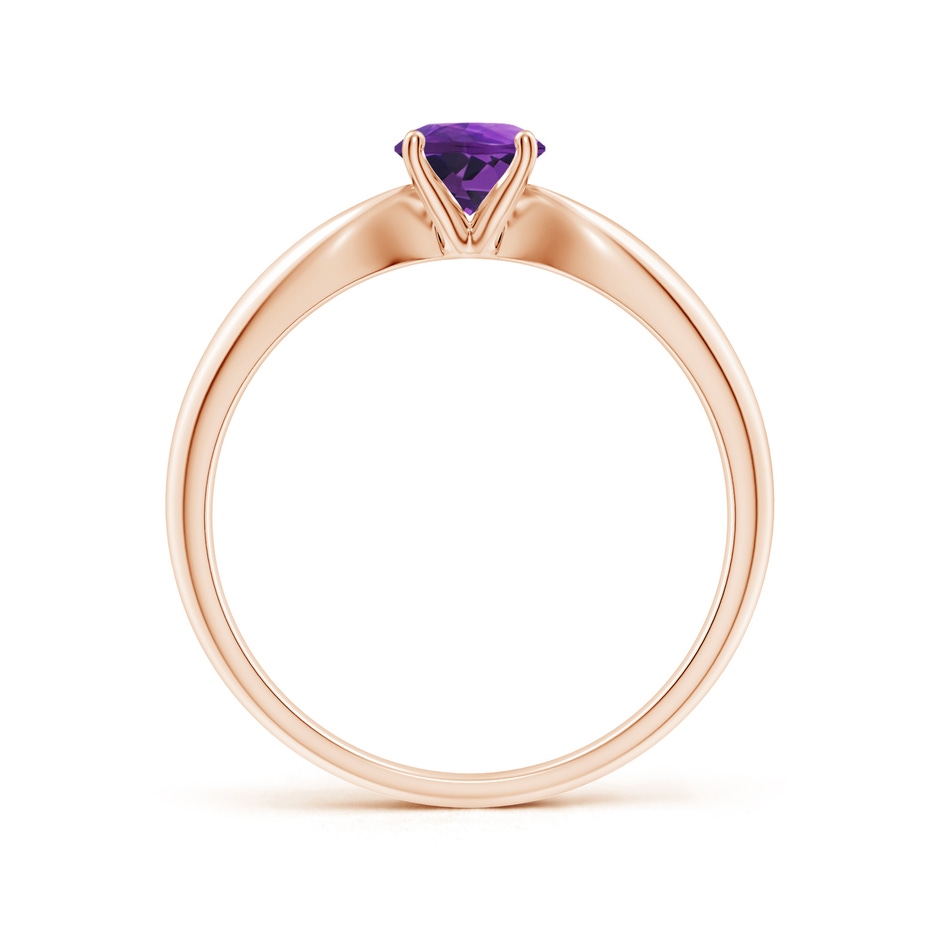 5mm AAAA Solitaire Round Amethyst Tapered Shank Ring in Rose Gold side-1
