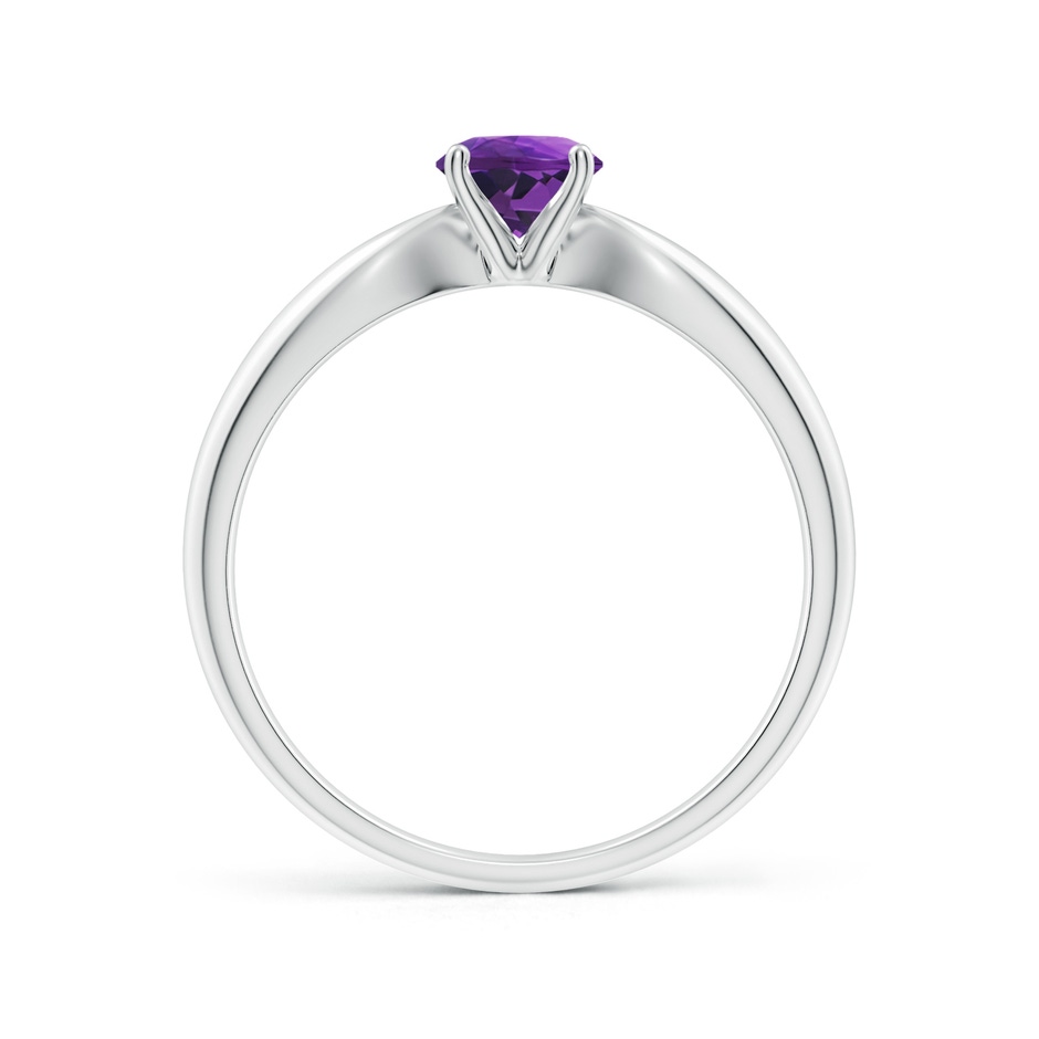 5mm AAAA Solitaire Round Amethyst Tapered Shank Ring in White Gold side-1