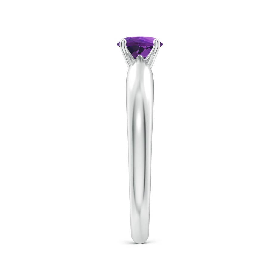 5mm AAAA Solitaire Round Amethyst Tapered Shank Ring in White Gold side-2