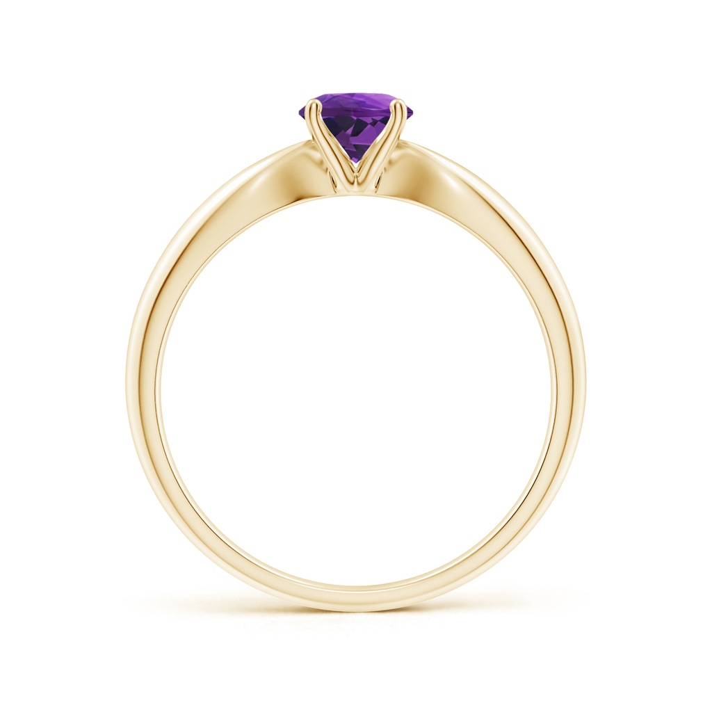 5mm AAAA Solitaire Round Amethyst Tapered Shank Ring in Yellow Gold - side_1