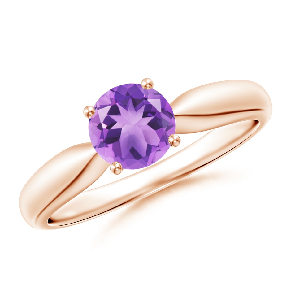 6mm A Solitaire Round Amethyst Tapered Shank Ring in Rose Gold 