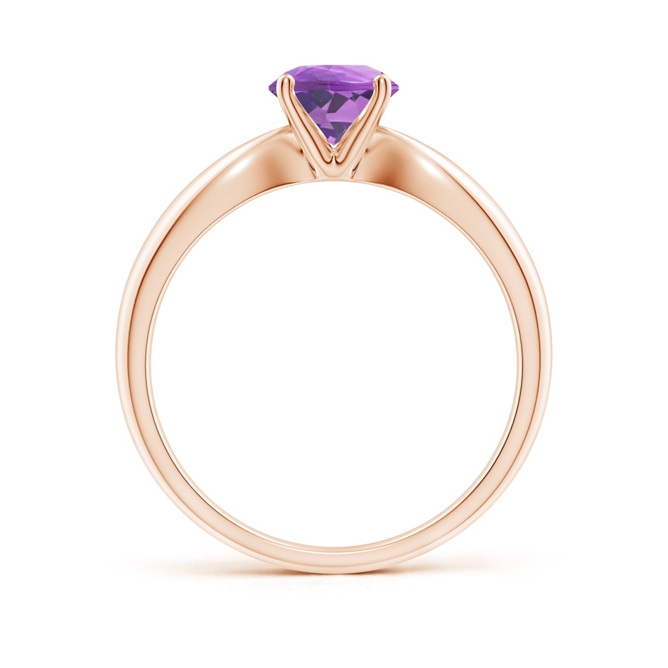 6mm A Solitaire Round Amethyst Tapered Shank Ring in Rose Gold side-1