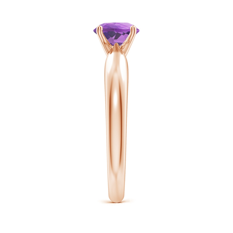 6mm A Solitaire Round Amethyst Tapered Shank Ring in Rose Gold side-2