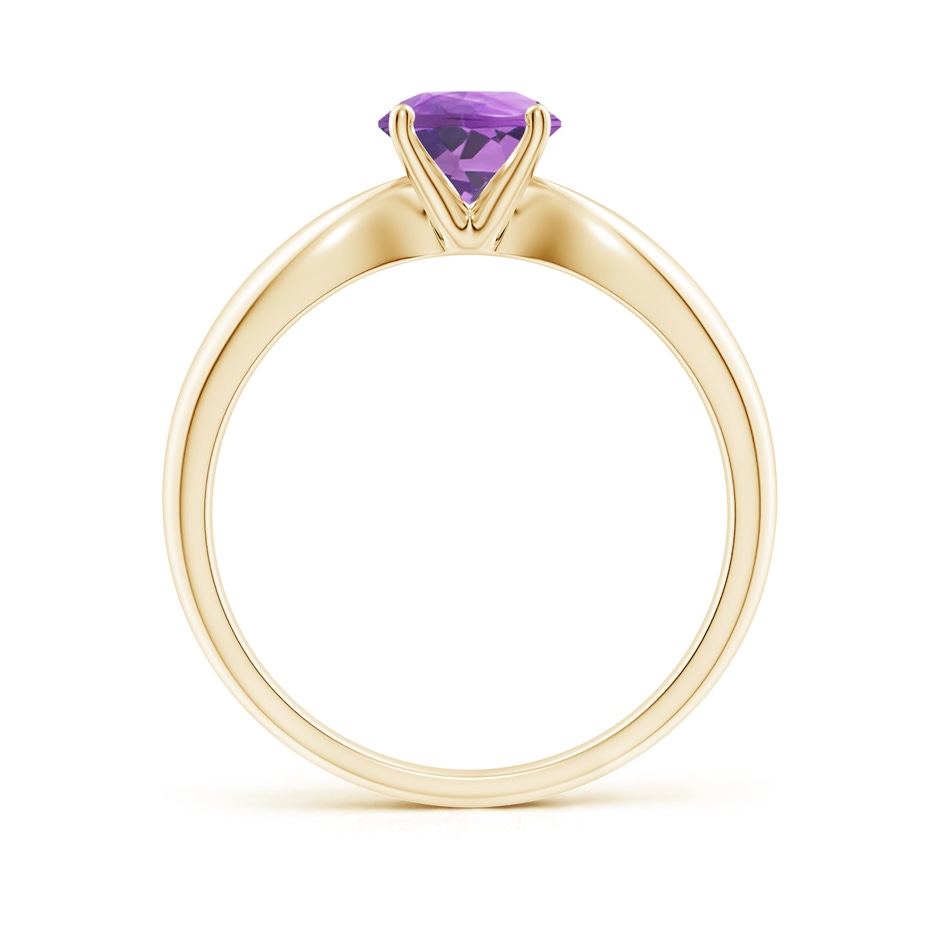 6mm A Solitaire Round Amethyst Tapered Shank Ring in Yellow Gold side-1