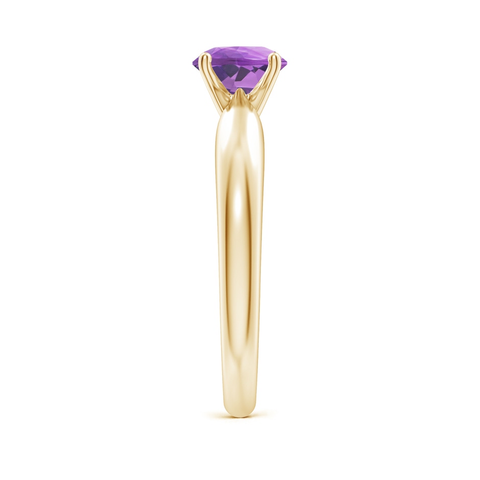 6mm A Solitaire Round Amethyst Tapered Shank Ring in Yellow Gold side-2