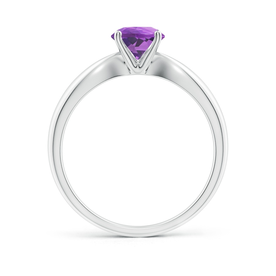 6mm AA Solitaire Round Amethyst Tapered Shank Ring in White Gold side-1
