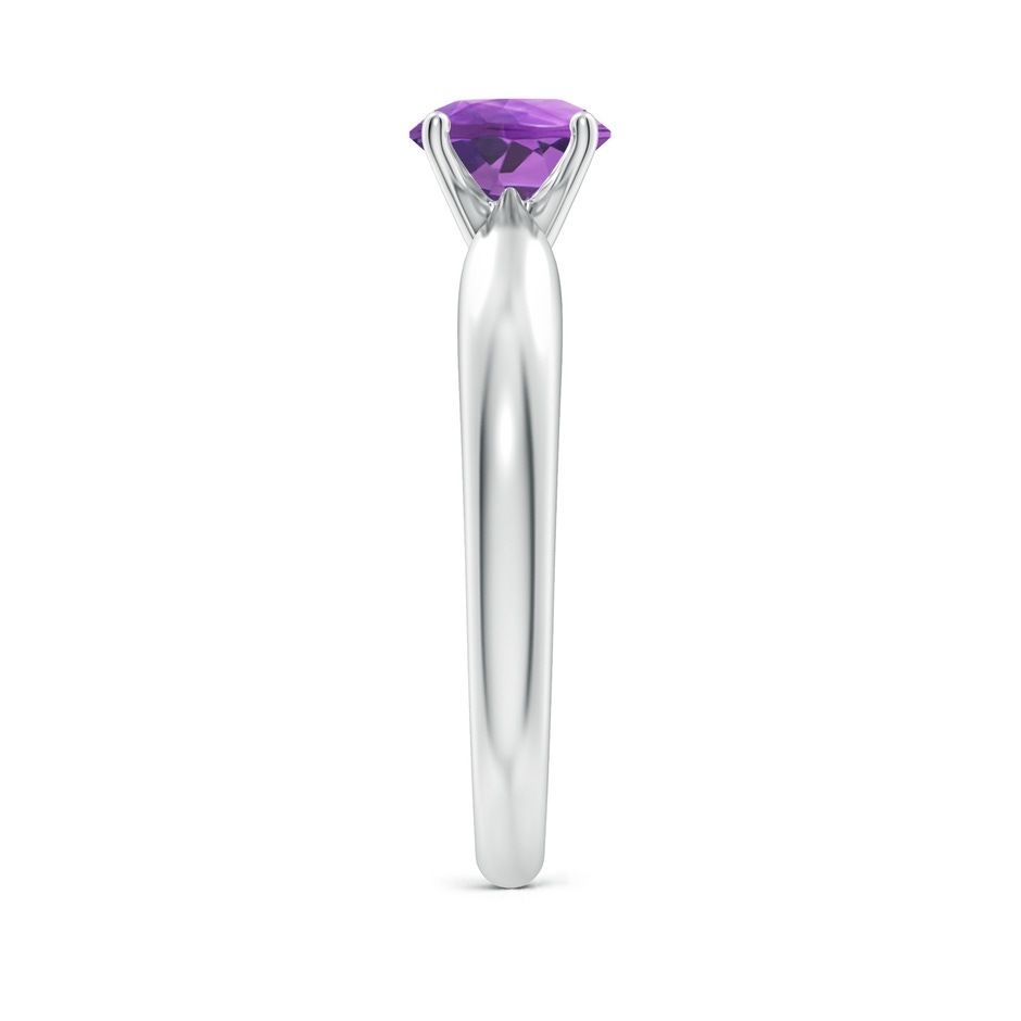6mm AA Solitaire Round Amethyst Tapered Shank Ring in White Gold side-2