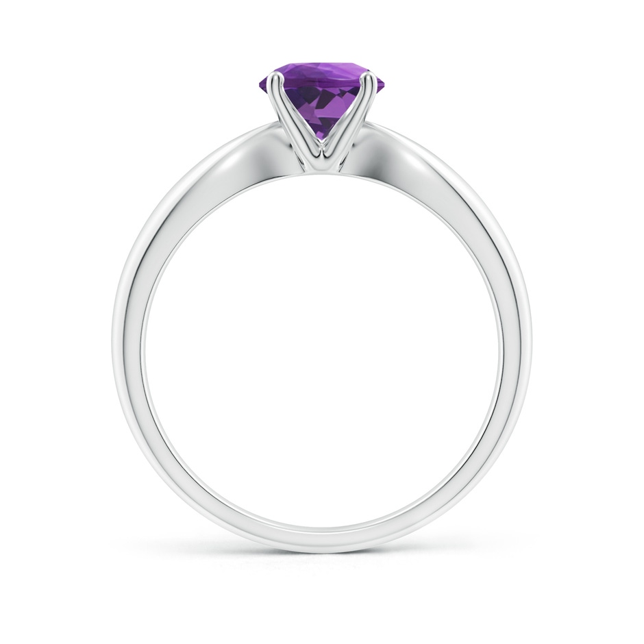6mm AAA Solitaire Round Amethyst Tapered Shank Ring in P950 Platinum side-1