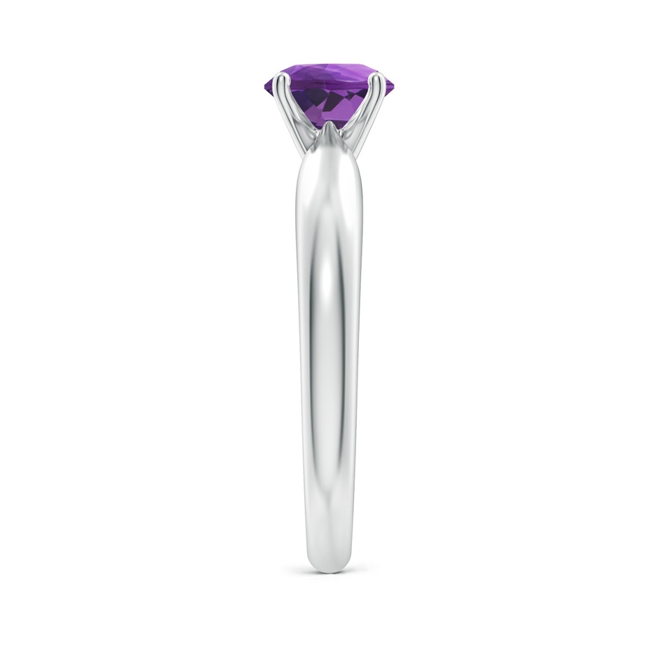 6mm AAA Solitaire Round Amethyst Tapered Shank Ring in P950 Platinum side-2