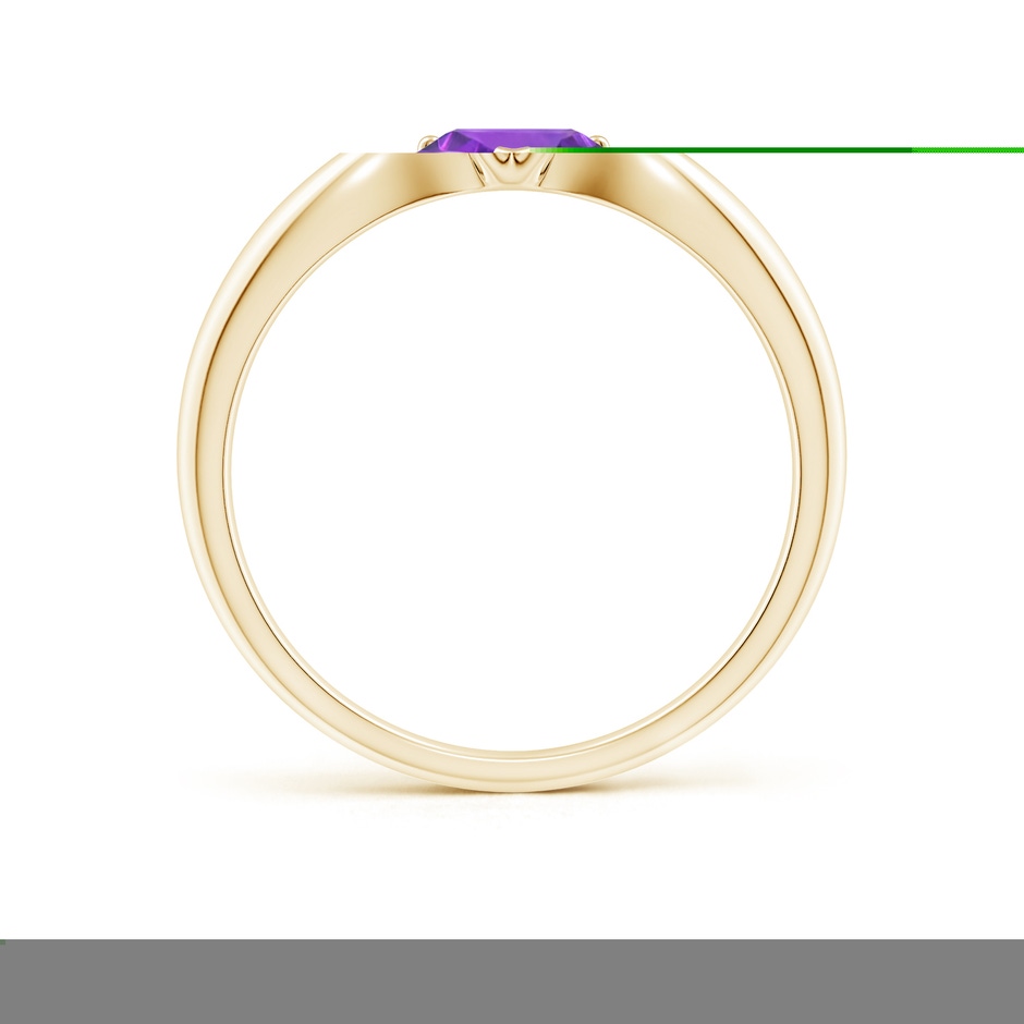 6mm AAA Solitaire Round Amethyst Tapered Shank Ring in Yellow Gold side-1