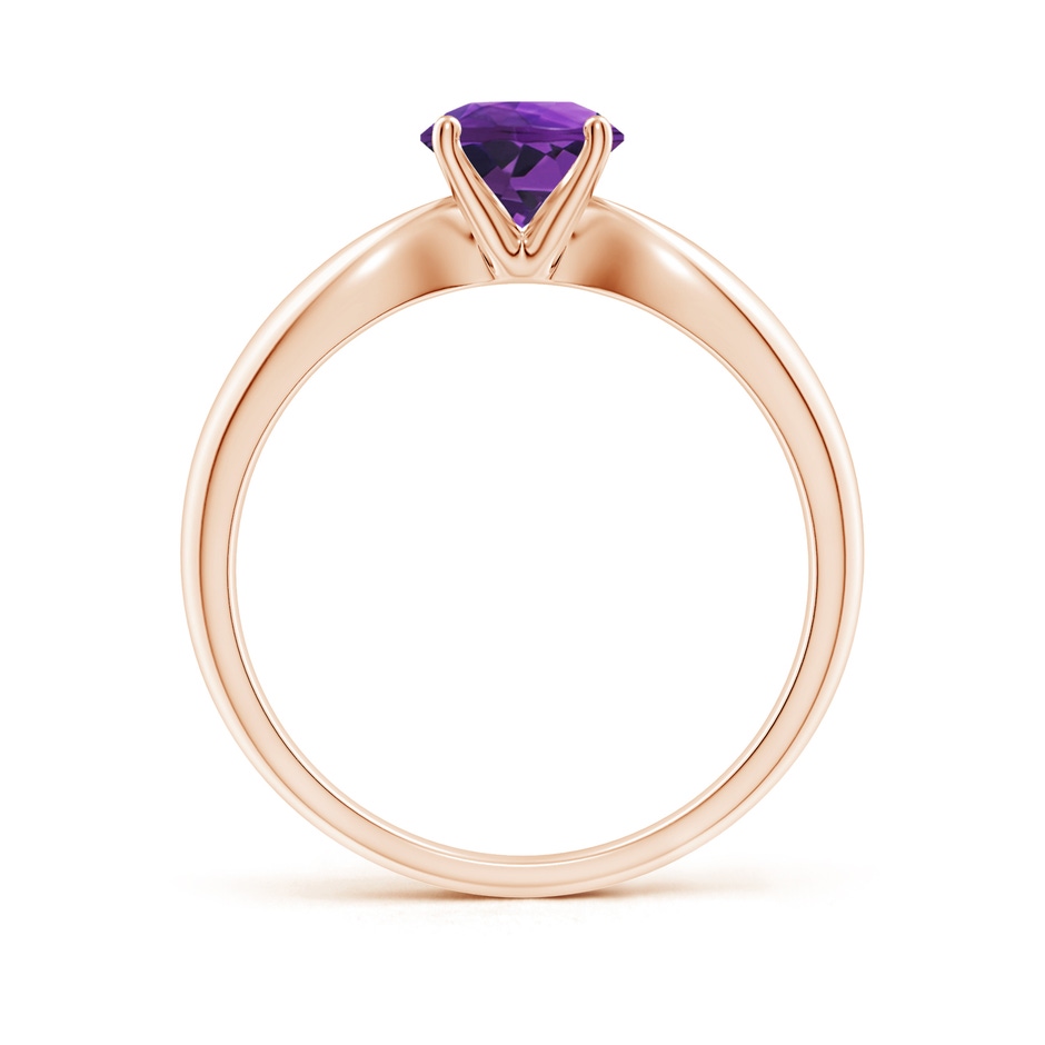 6mm AAAA Solitaire Round Amethyst Tapered Shank Ring in Rose Gold side-1