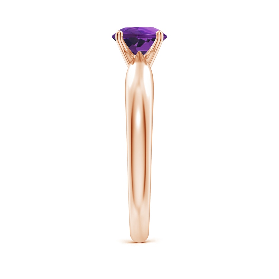 6mm AAAA Solitaire Round Amethyst Tapered Shank Ring in Rose Gold side-2
