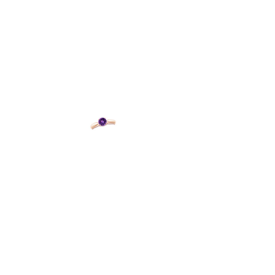 6mm AAAA Solitaire Round Amethyst Tapered Shank Ring in Rose Gold body-hand