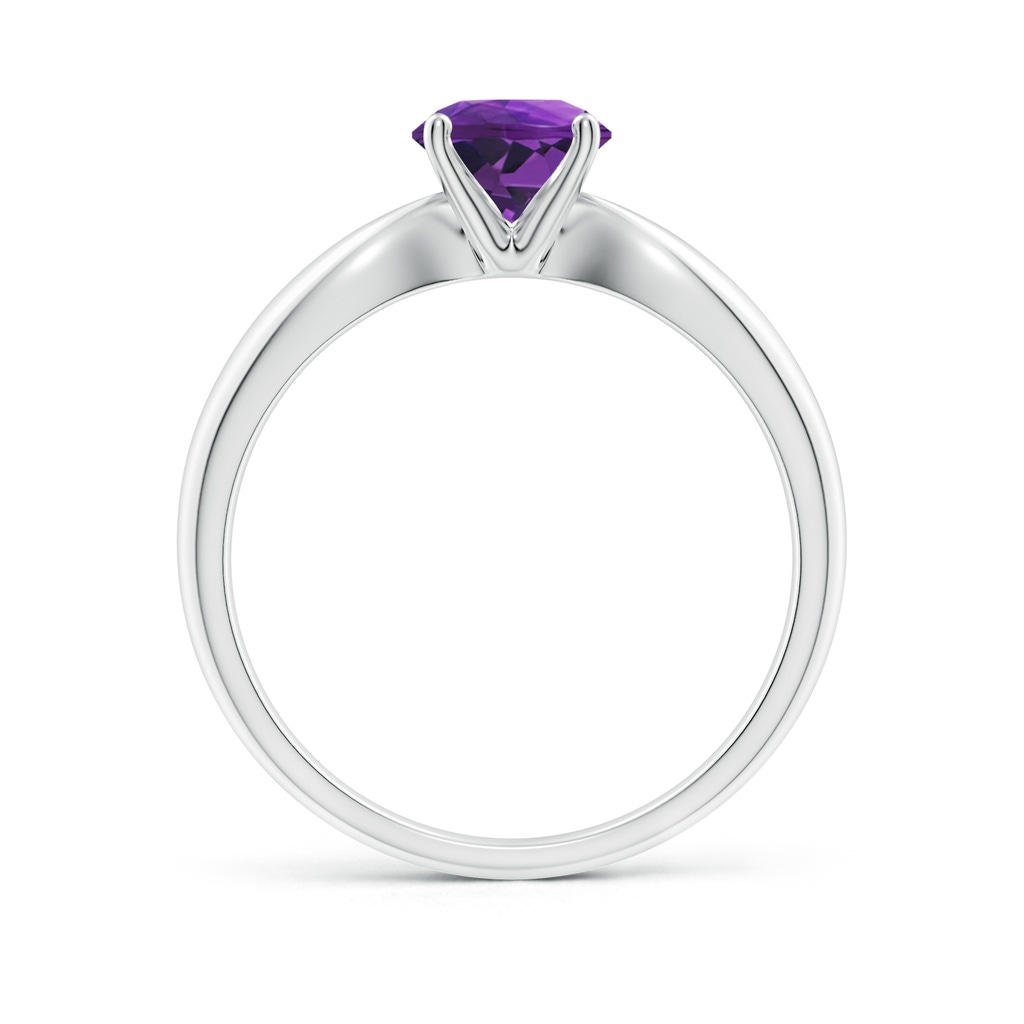 6mm AAAA Solitaire Round Amethyst Tapered Shank Ring in White Gold - side_1