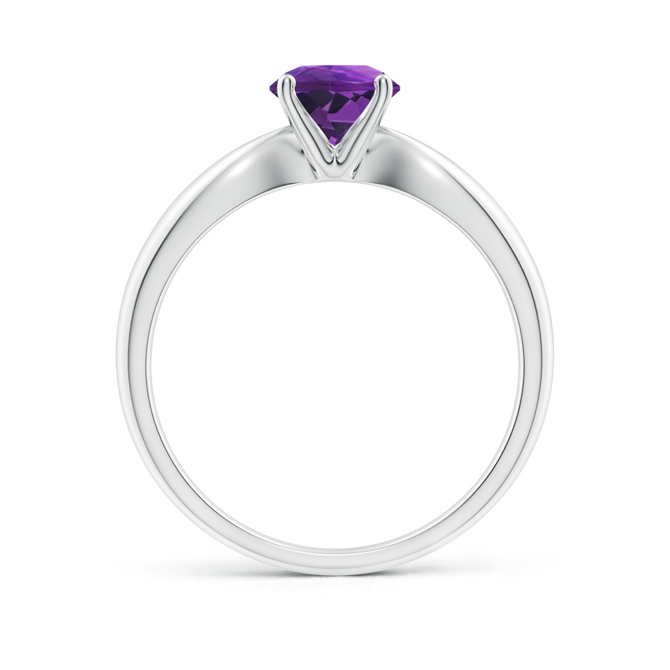 6mm AAAA Solitaire Round Amethyst Tapered Shank Ring in White Gold side-1