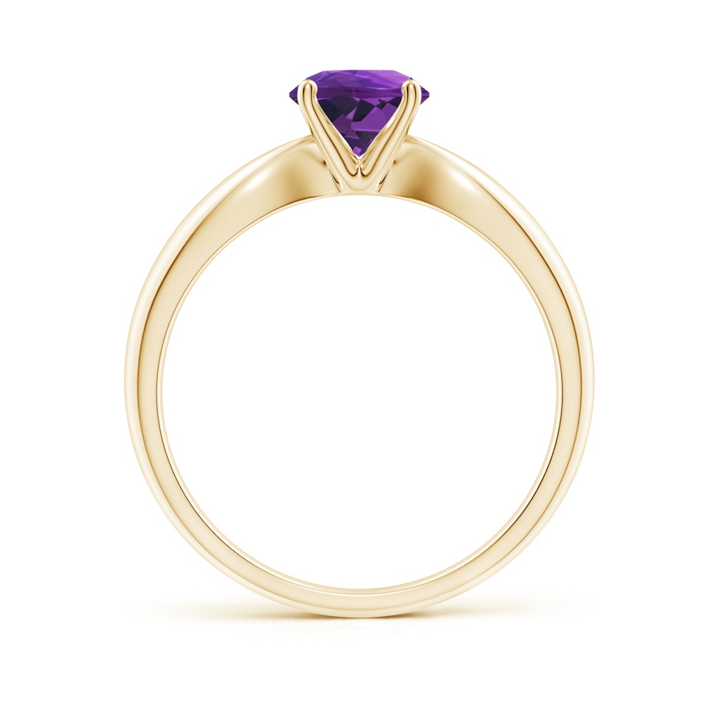 6mm AAAA Solitaire Round Amethyst Tapered Shank Ring in Yellow Gold Side-1