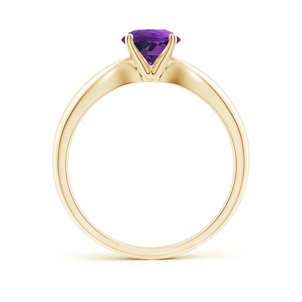 6mm AAAA Solitaire Round Amethyst Tapered Shank Ring in Yellow Gold - side_1