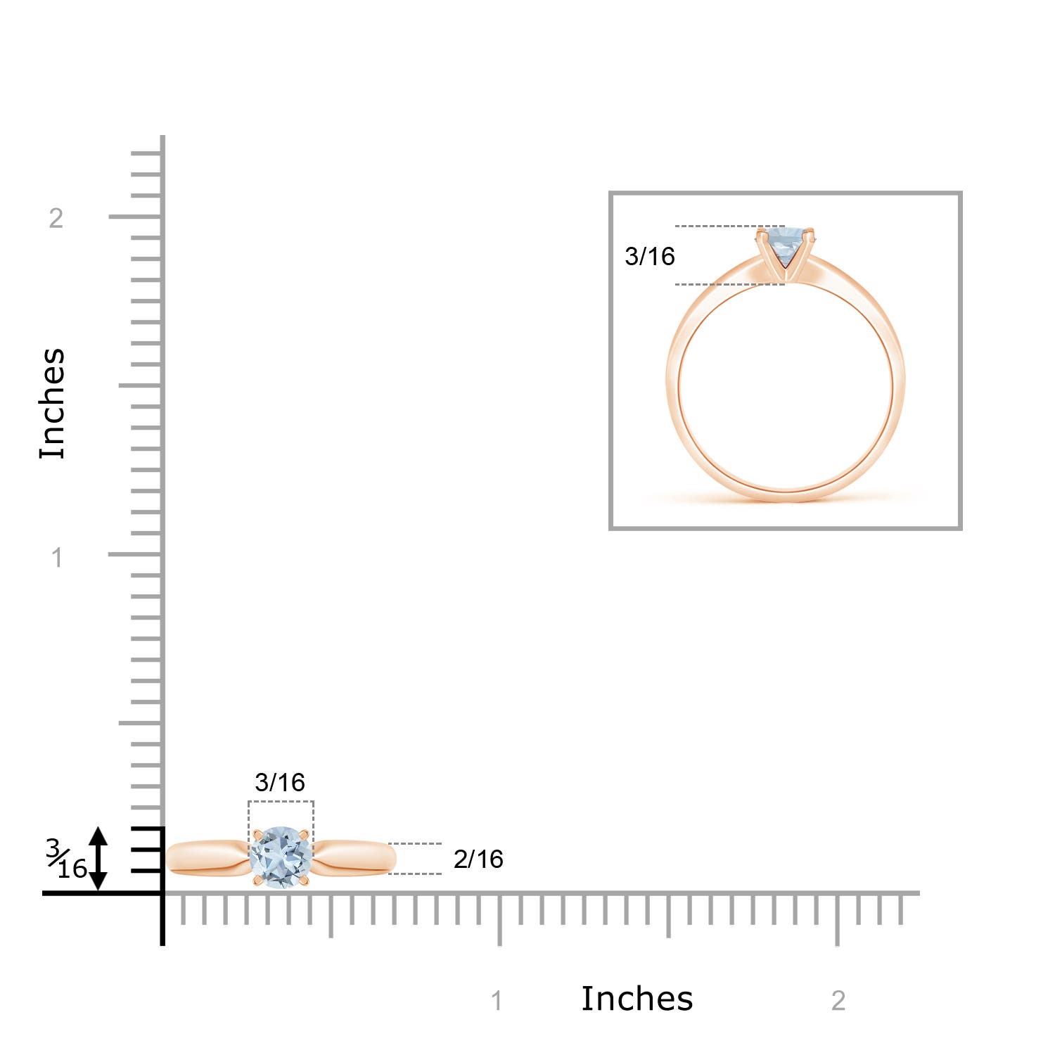 A - Aquamarine / 0.4 CT / 14 KT Rose Gold