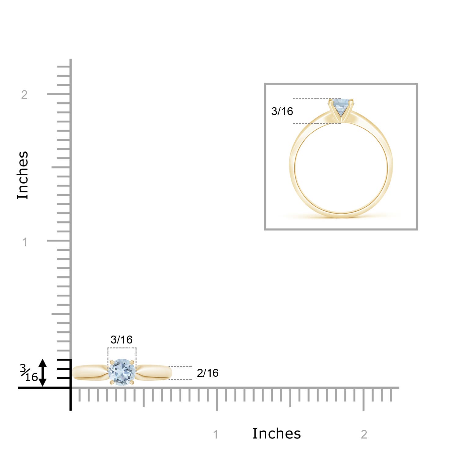 A - Aquamarine / 0.4 CT / 14 KT Yellow Gold