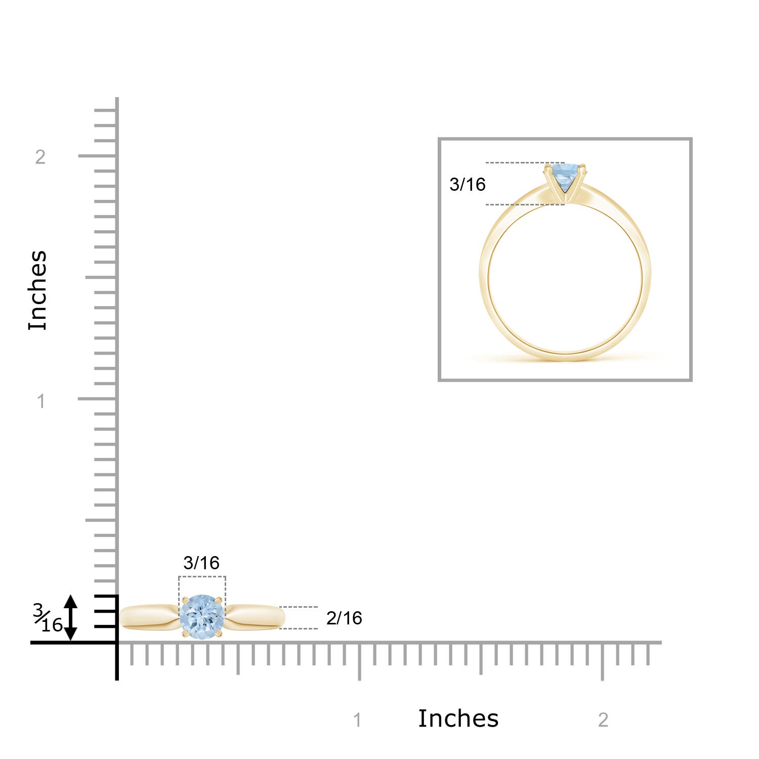 AA - Aquamarine / 0.4 CT / 14 KT Yellow Gold