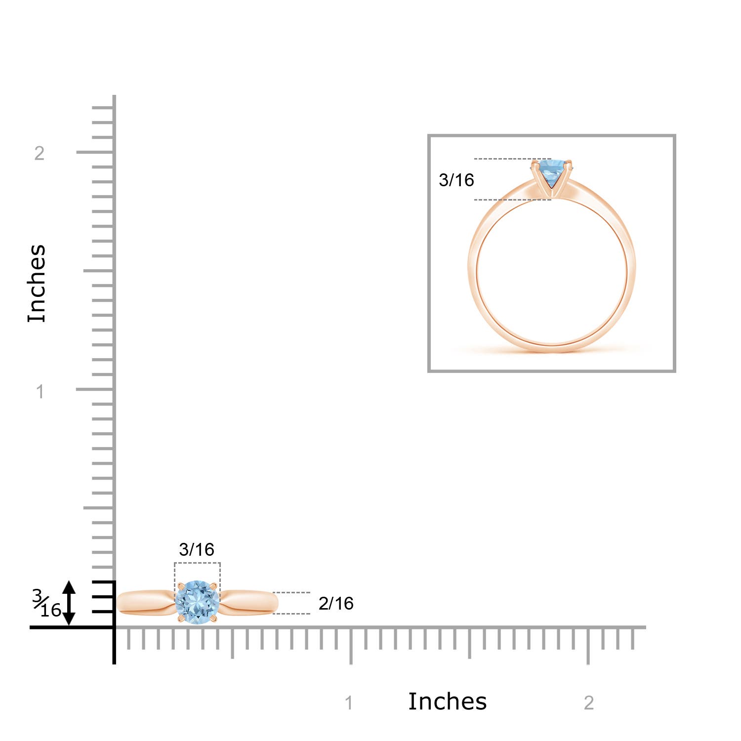 AAA - Aquamarine / 0.4 CT / 14 KT Rose Gold