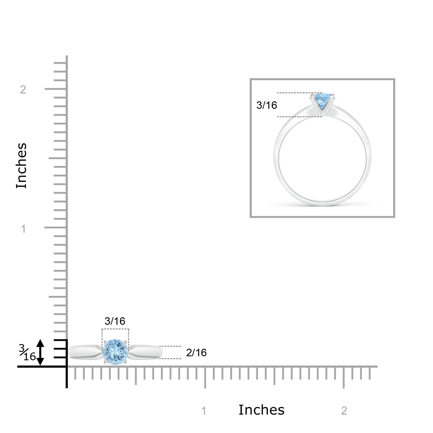 AAA - Aquamarine / 0.4 CT / 14 KT White Gold