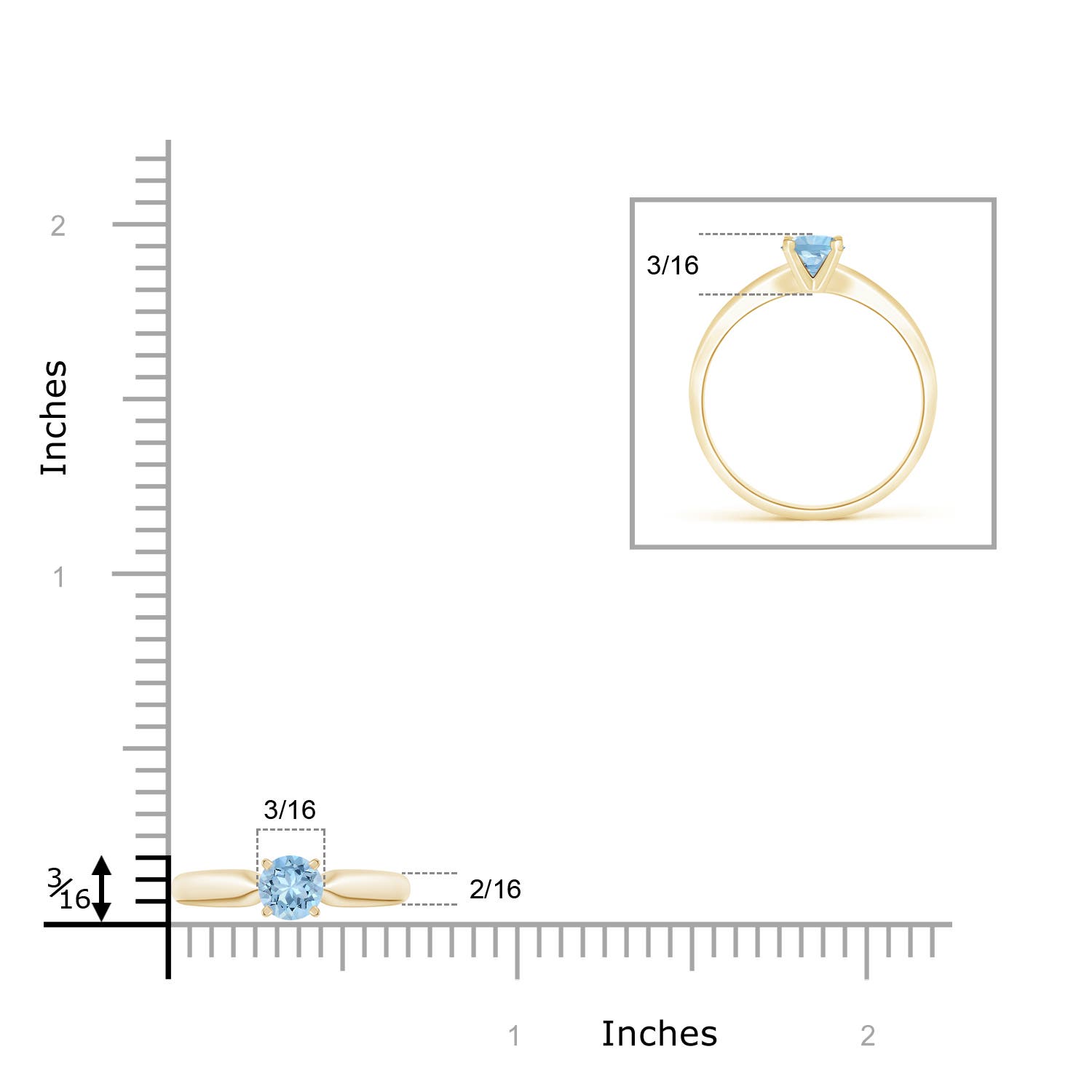 AAA - Aquamarine / 0.4 CT / 14 KT Yellow Gold