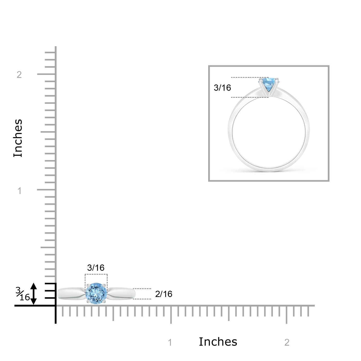 AAAA - Aquamarine / 0.4 CT / 14 KT White Gold