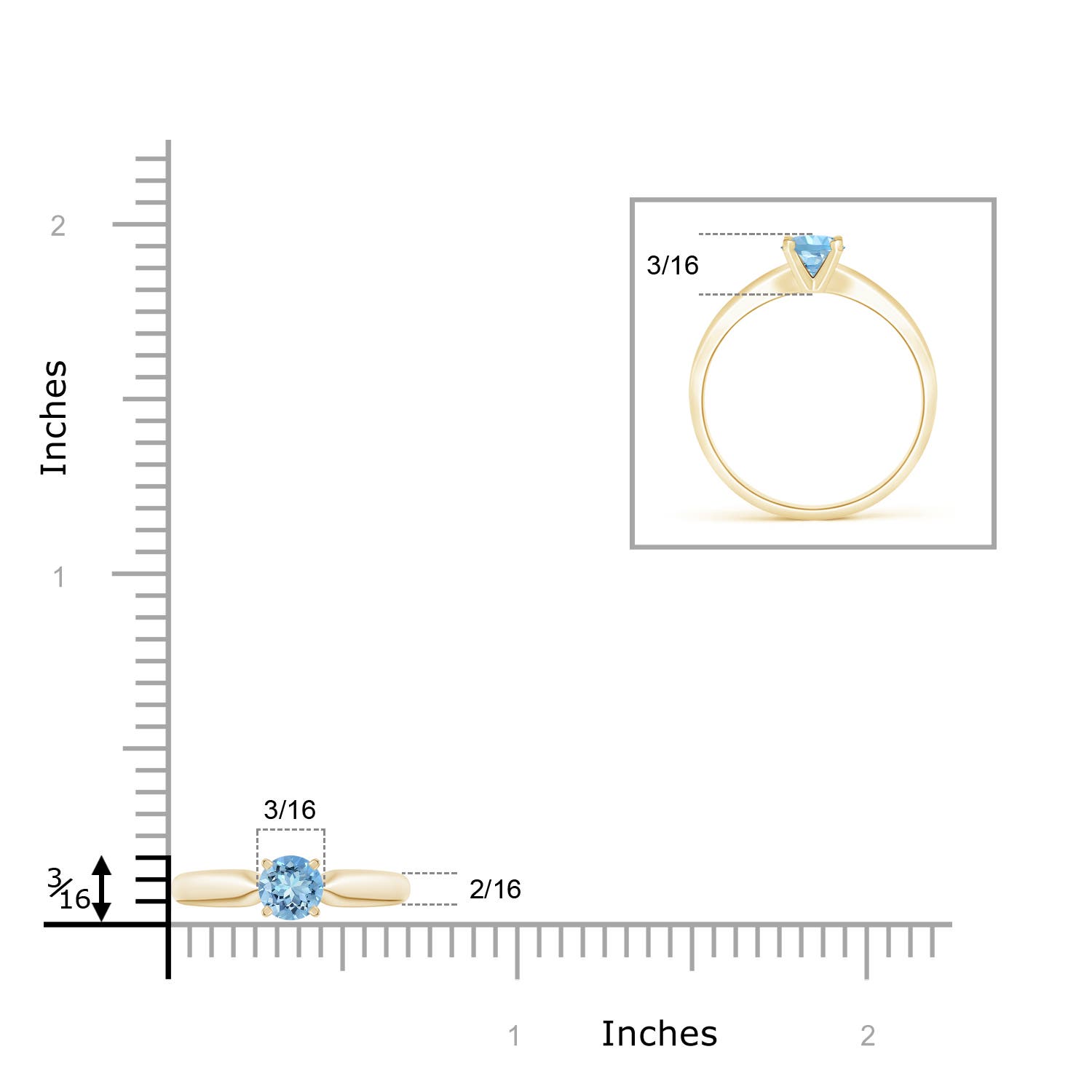 AAAA - Aquamarine / 0.4 CT / 14 KT Yellow Gold