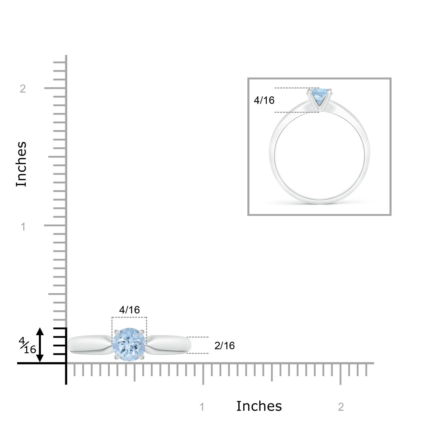 AA - Aquamarine / 0.72 CT / 14 KT White Gold