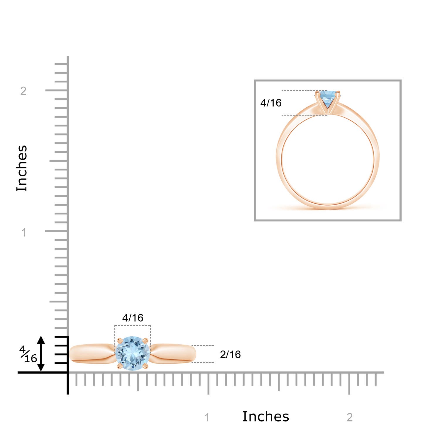 AAA - Aquamarine / 0.72 CT / 14 KT Rose Gold