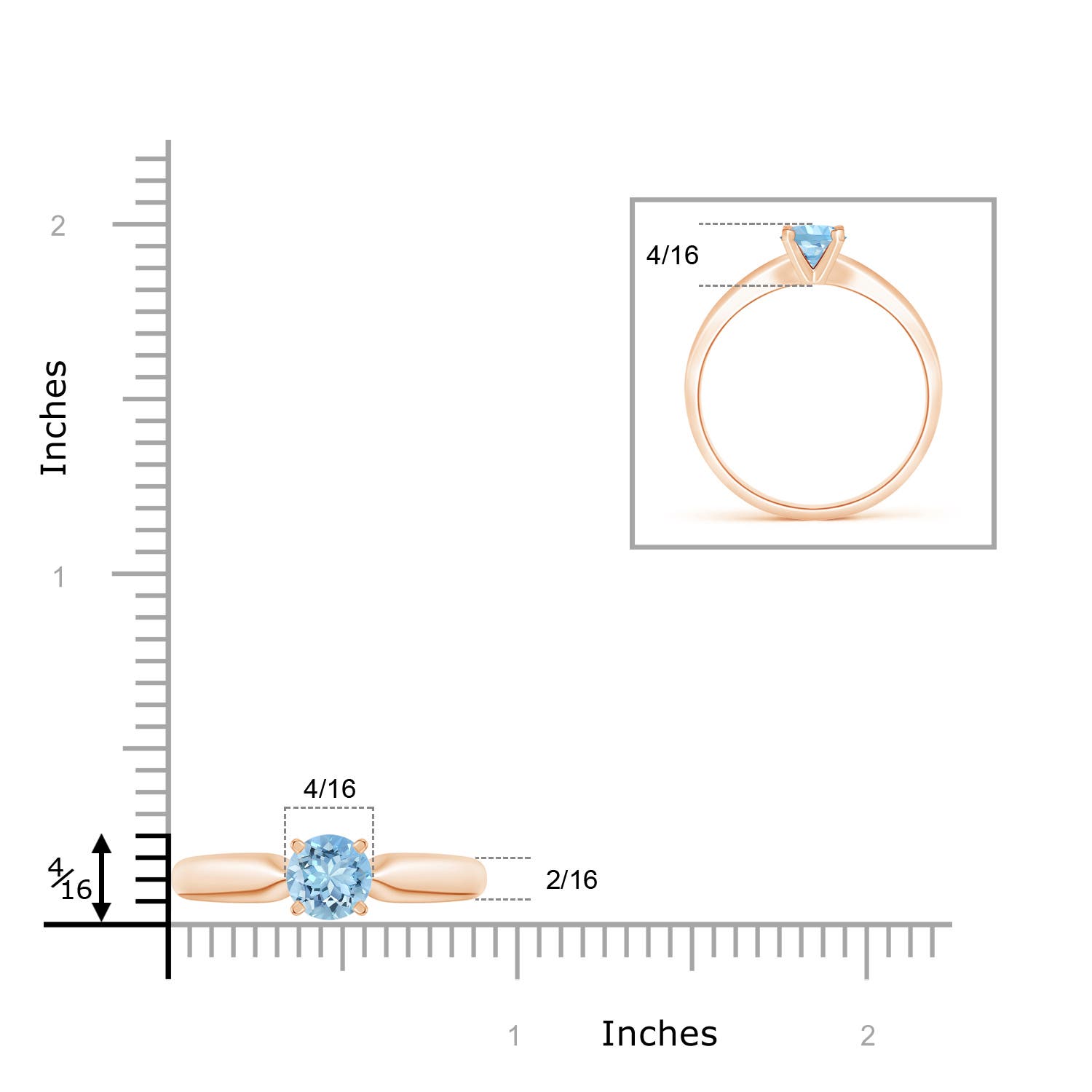 AAAA - Aquamarine / 0.72 CT / 14 KT Rose Gold