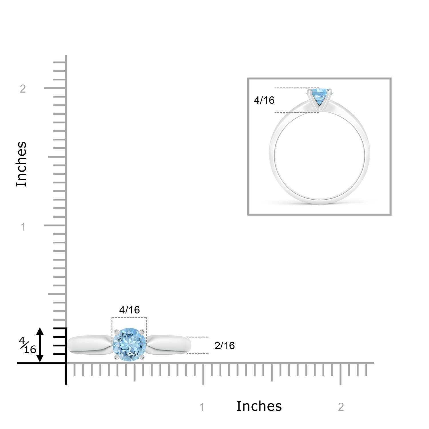 AAAA - Aquamarine / 0.72 CT / 14 KT White Gold