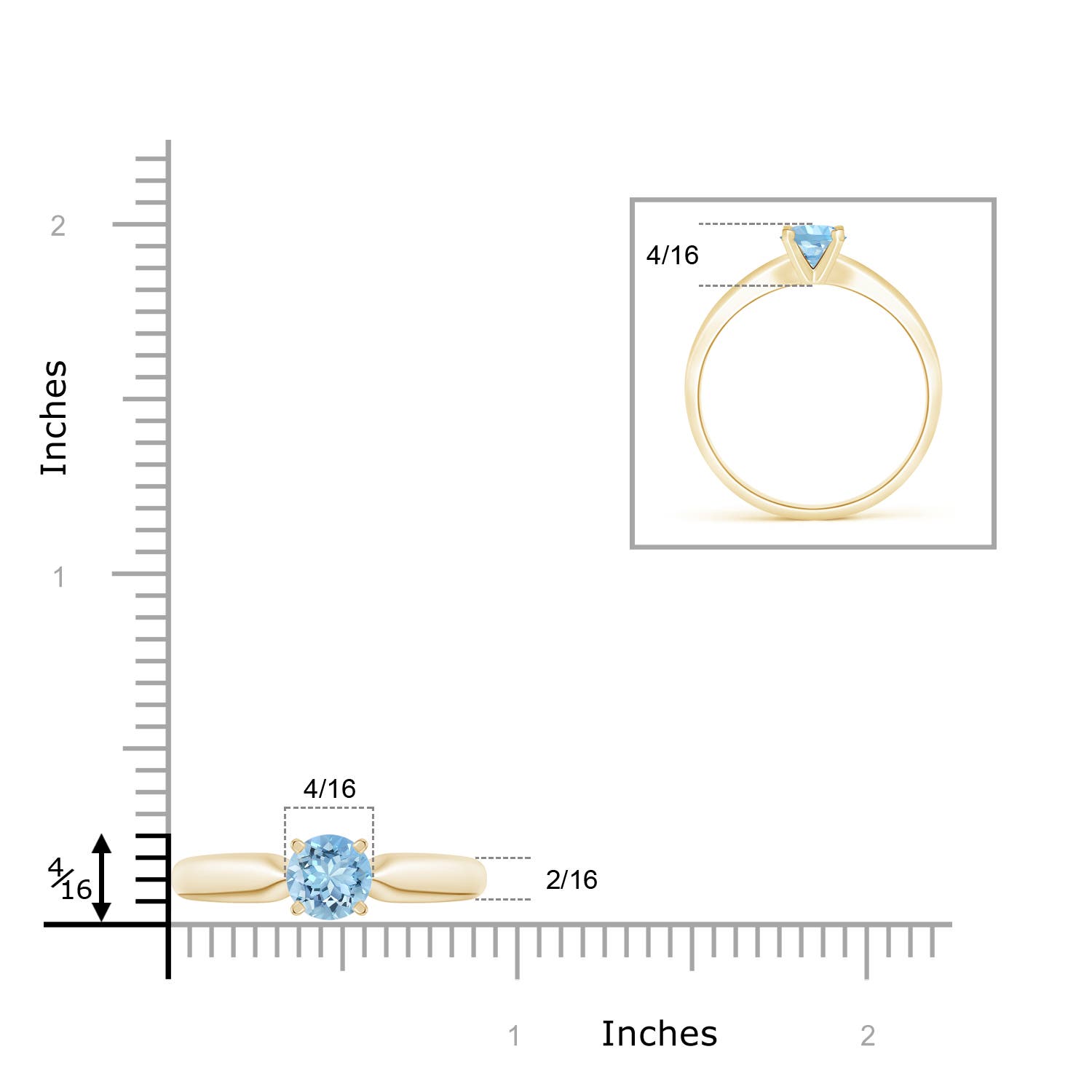 AAAA - Aquamarine / 0.72 CT / 14 KT Yellow Gold