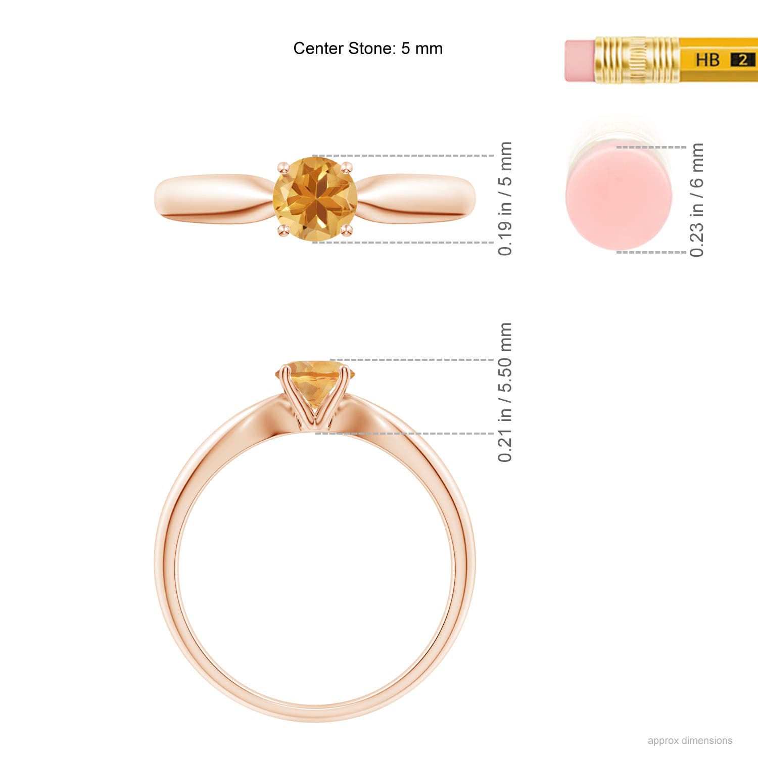 A - Citrine / 0.45 CT / 14 KT Rose Gold