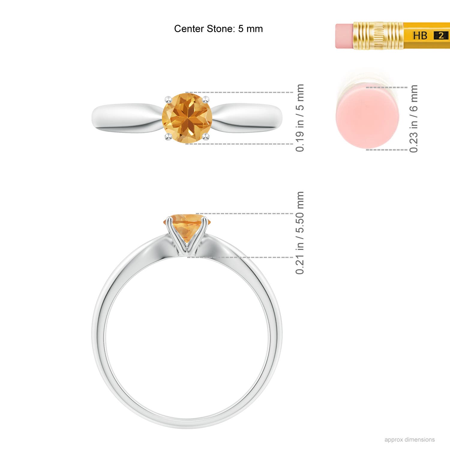 A - Citrine / 0.45 CT / 14 KT White Gold