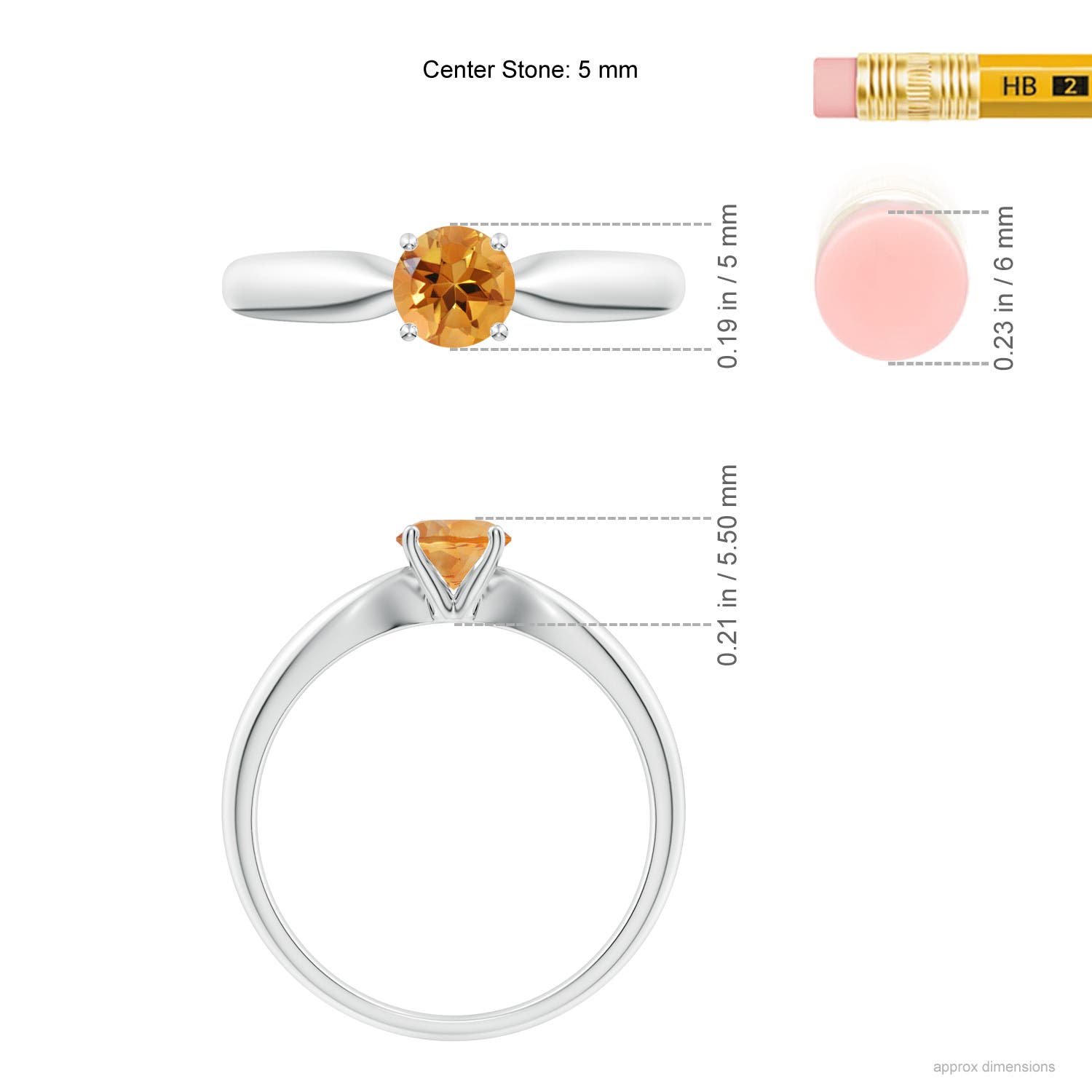 AA - Citrine / 0.45 CT / 14 KT White Gold