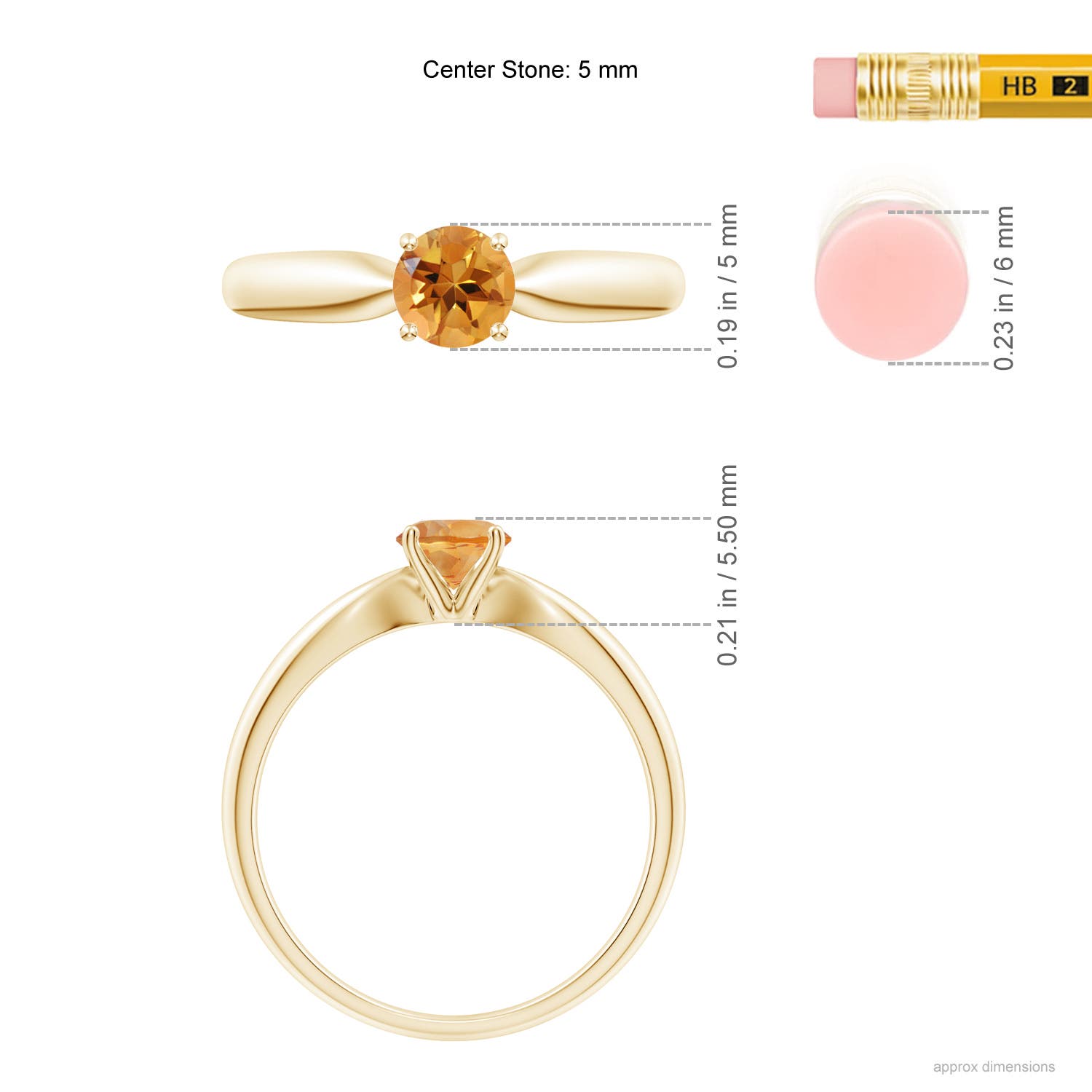 AA - Citrine / 0.45 CT / 14 KT Yellow Gold