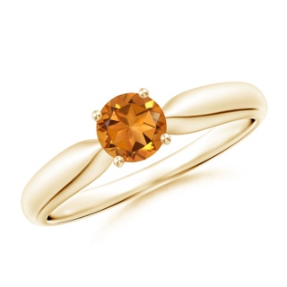 5mm AAA Solitaire Round Citrine Tapered Shank Ring in 9K Yellow Gold