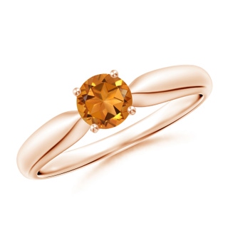 5mm AAA Solitaire Round Citrine Tapered Shank Ring in Rose Gold