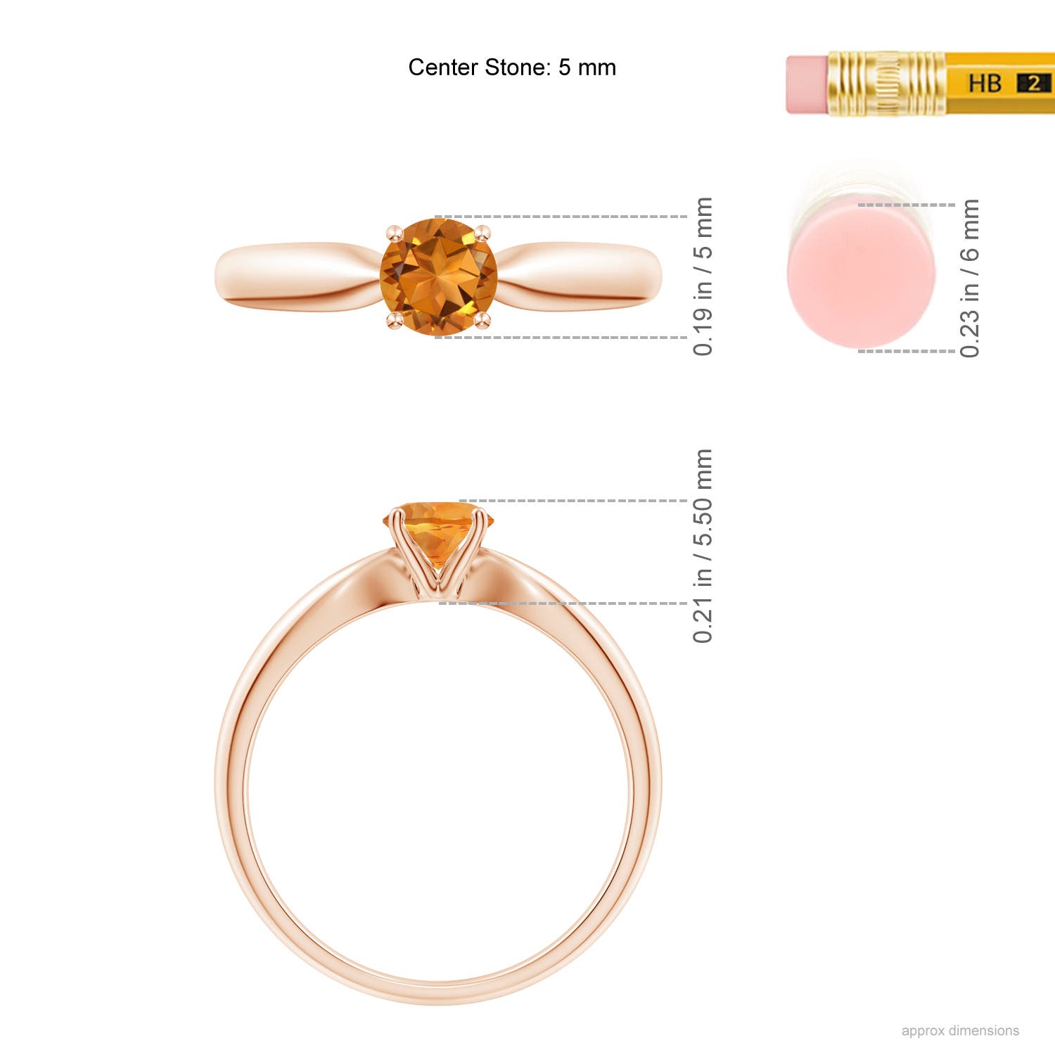 AAA - Citrine / 0.45 CT / 14 KT Rose Gold