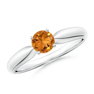 5mm AAA Solitaire Round Citrine Tapered Shank Ring in White Gold
