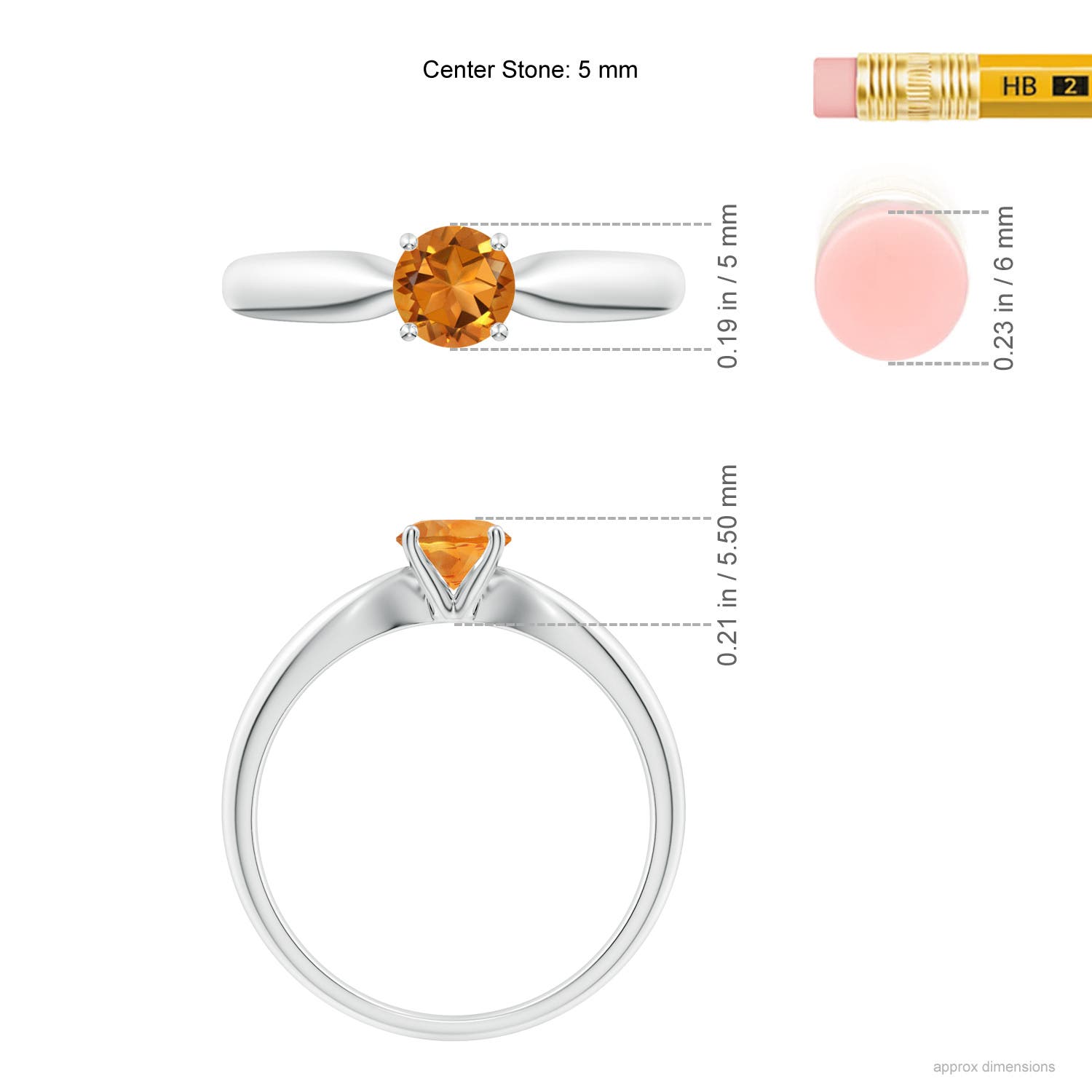 AAA - Citrine / 0.45 CT / 14 KT White Gold