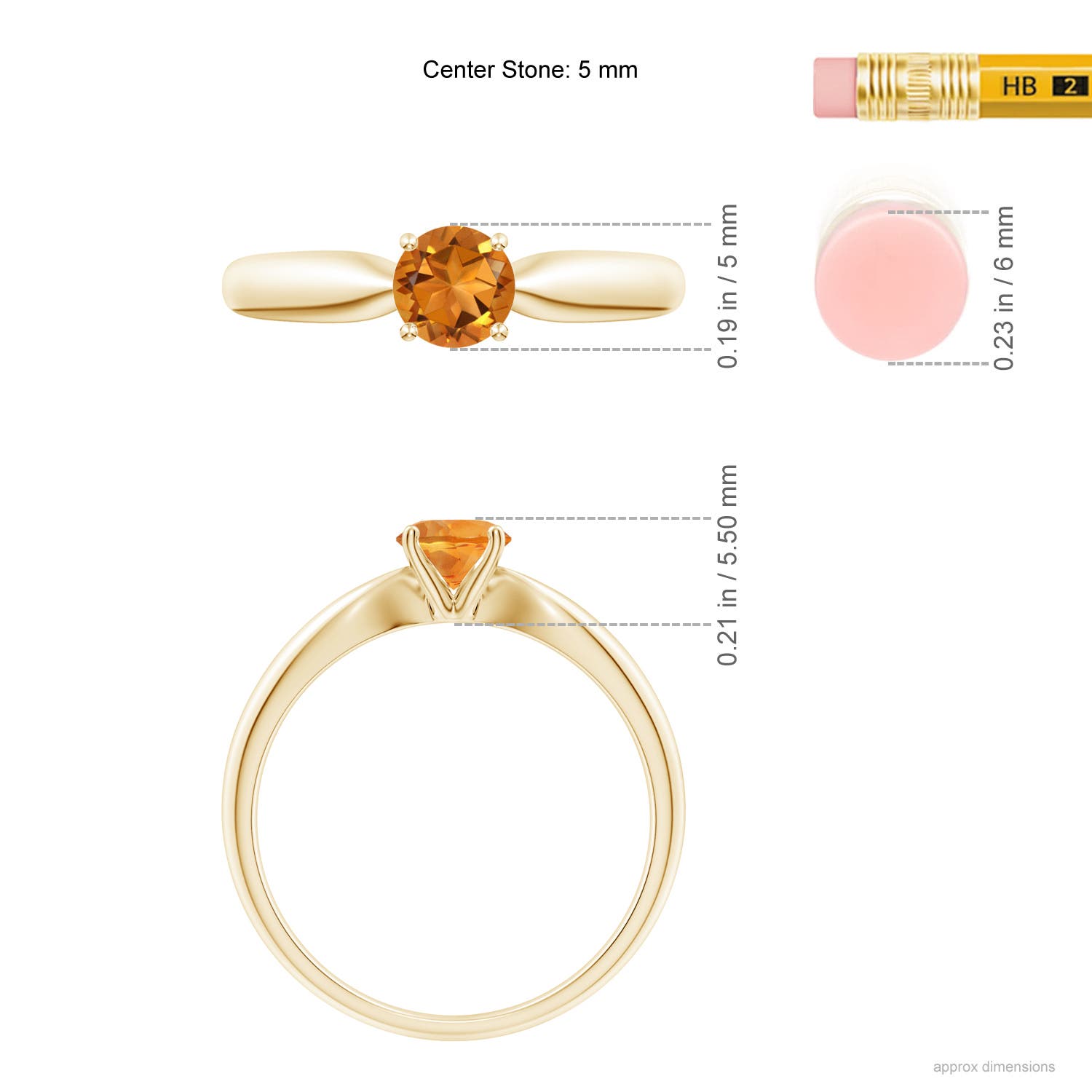 AAA - Citrine / 0.45 CT / 14 KT Yellow Gold