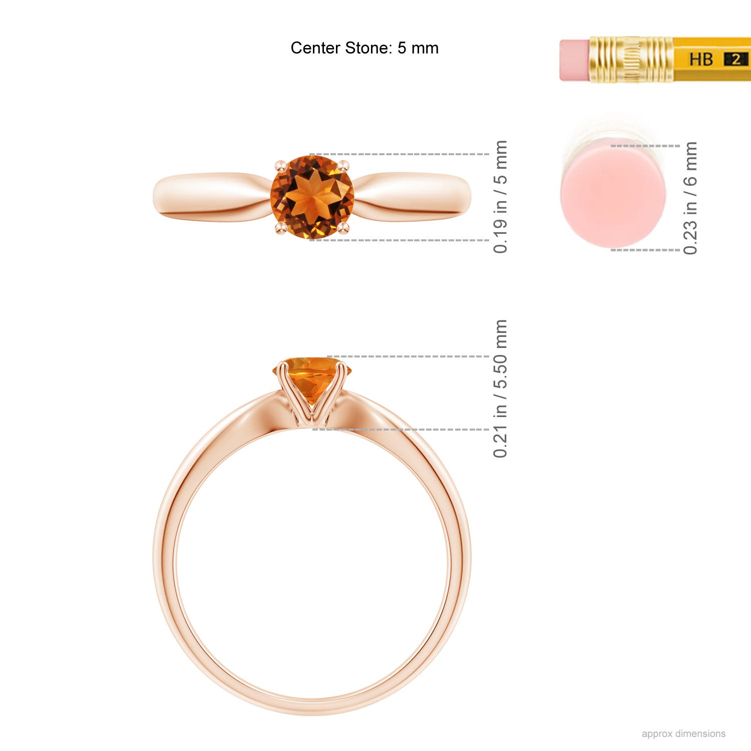 AAAA - Citrine / 0.45 CT / 14 KT Rose Gold